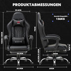 COLAMY Gaming Stuhl Ergonomisch mit Fußstütze Schwarz