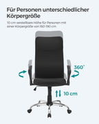 SONGMICS Ergonomischer Bürostuhl Schwarz OBN034B01