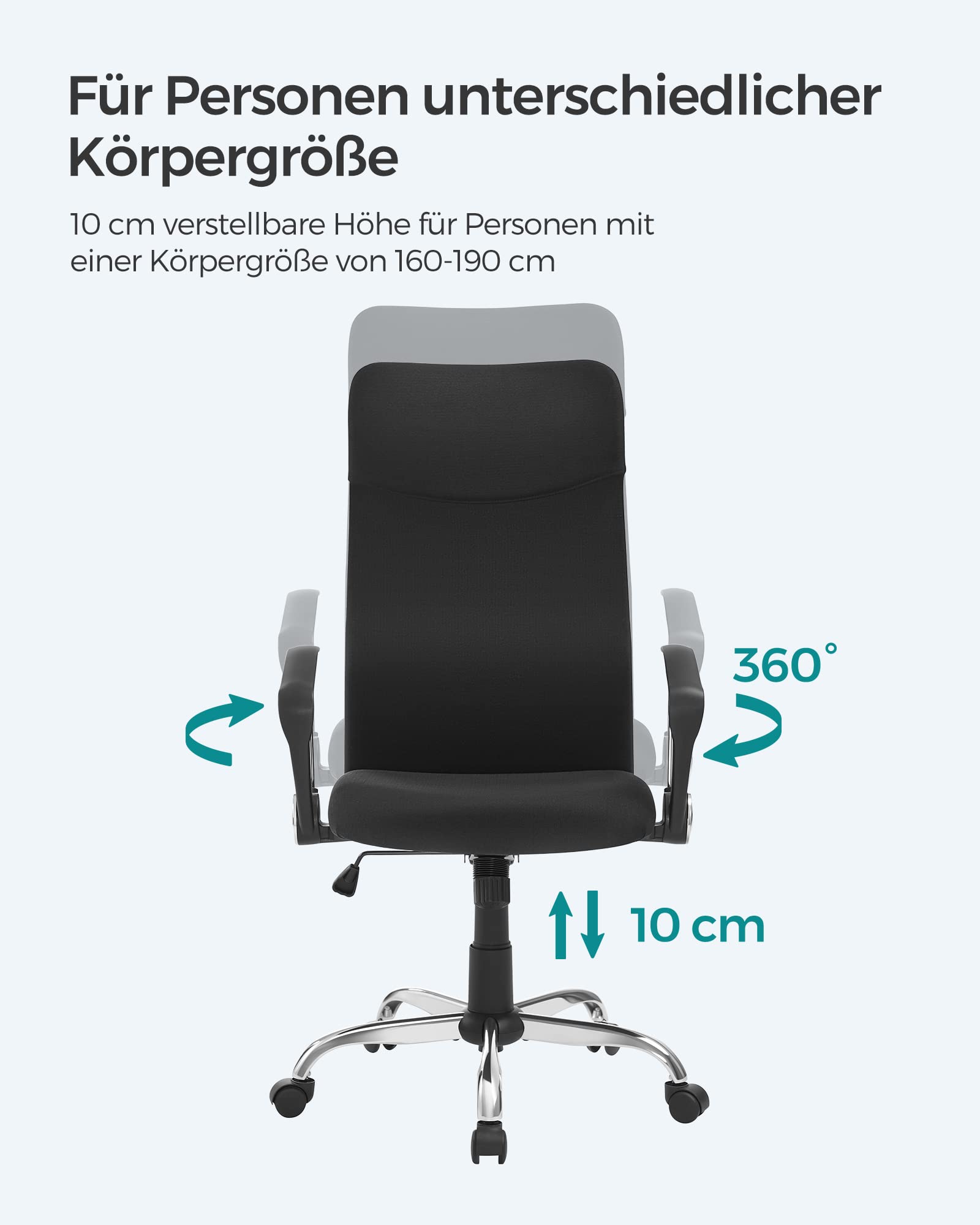 SONGMICS Ergonomischer Bürostuhl Schwarz OBN034B01