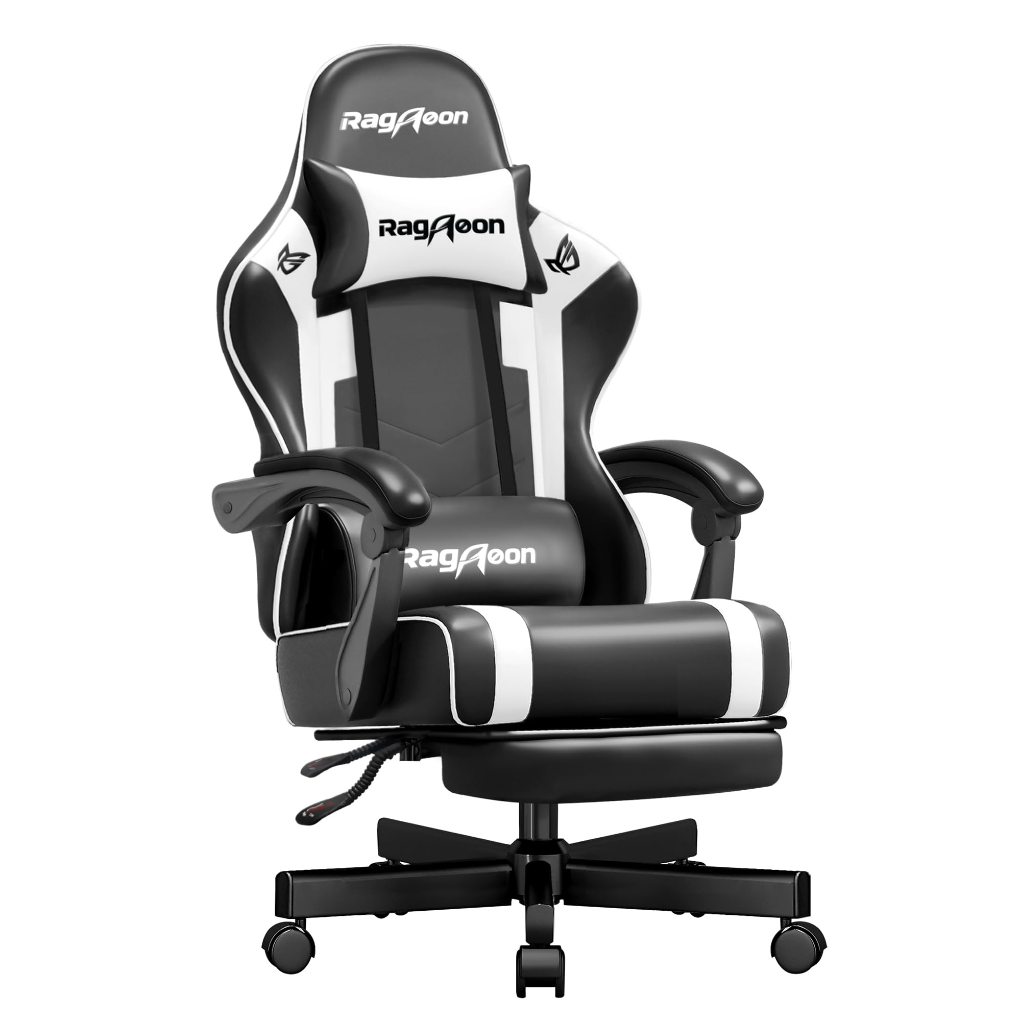 Riftracer Gaming Stuhl Ergonomisch mit Fußstütze Schwarz