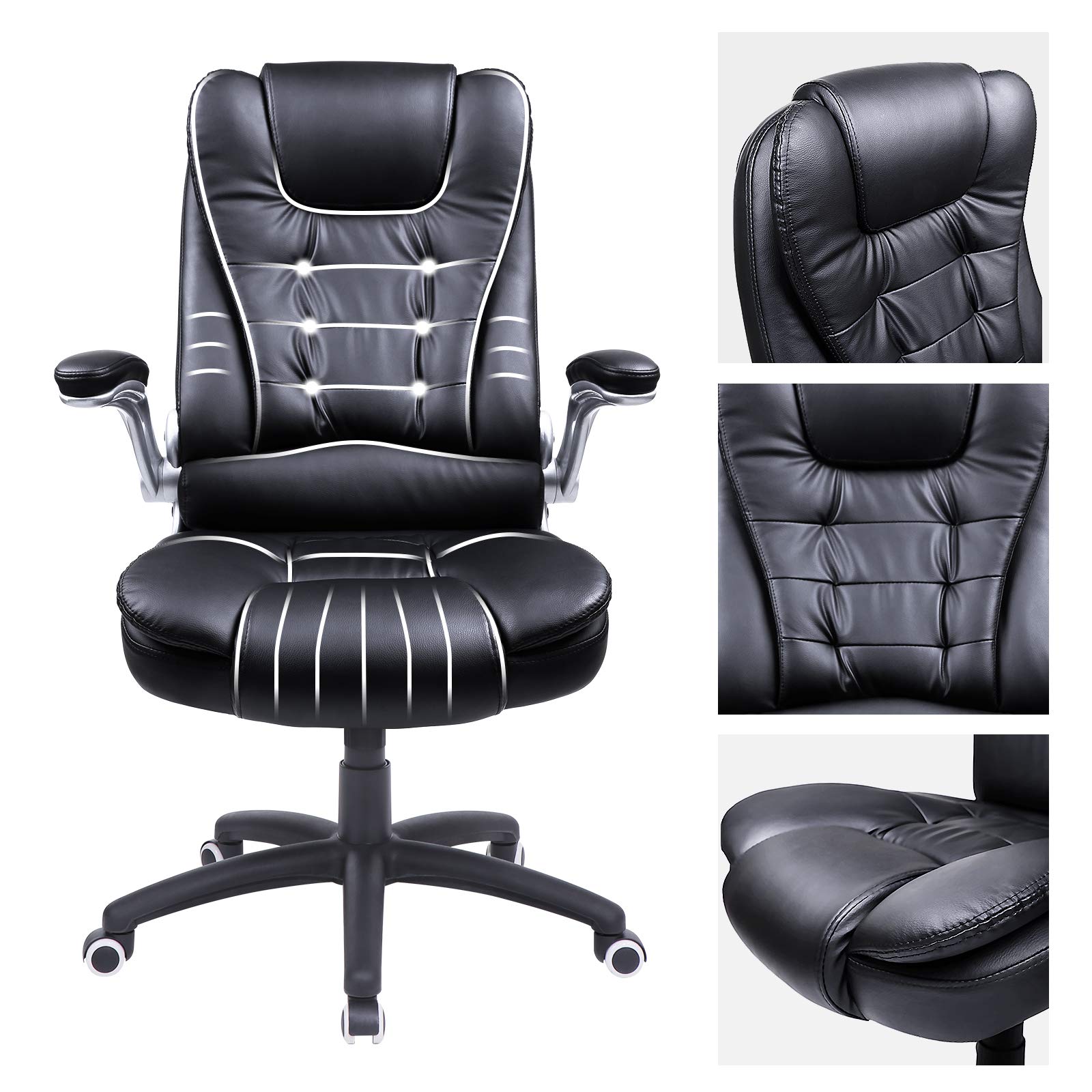 SONGMICS Gaming Stuhl Racing PU Schwarz OBG51B