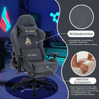 Symino Gaming Stuhl Ergonomisch mit Fußstütze Stoff Grau