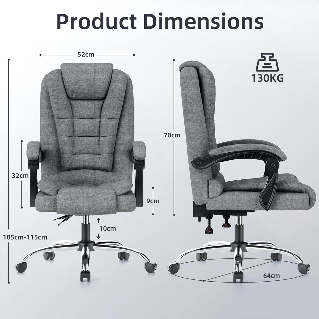 Naspaluro Ergonomischer Bürostuhl Verstellbar Dunkelgrau