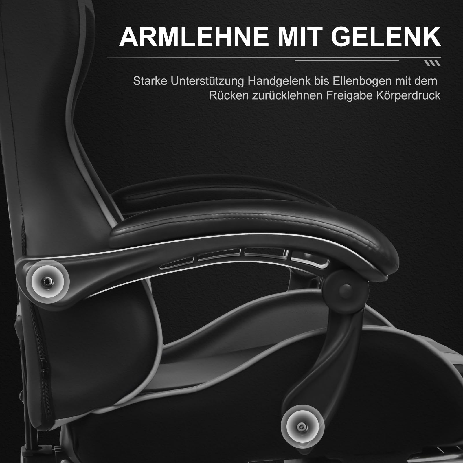 GTPLAYER Gaming Stuhl Ergonomisch mit Fußstütze und Massage Weiß