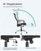 SONGMICS Ergonomischer Bürostuhl Schwarz OBN034B01