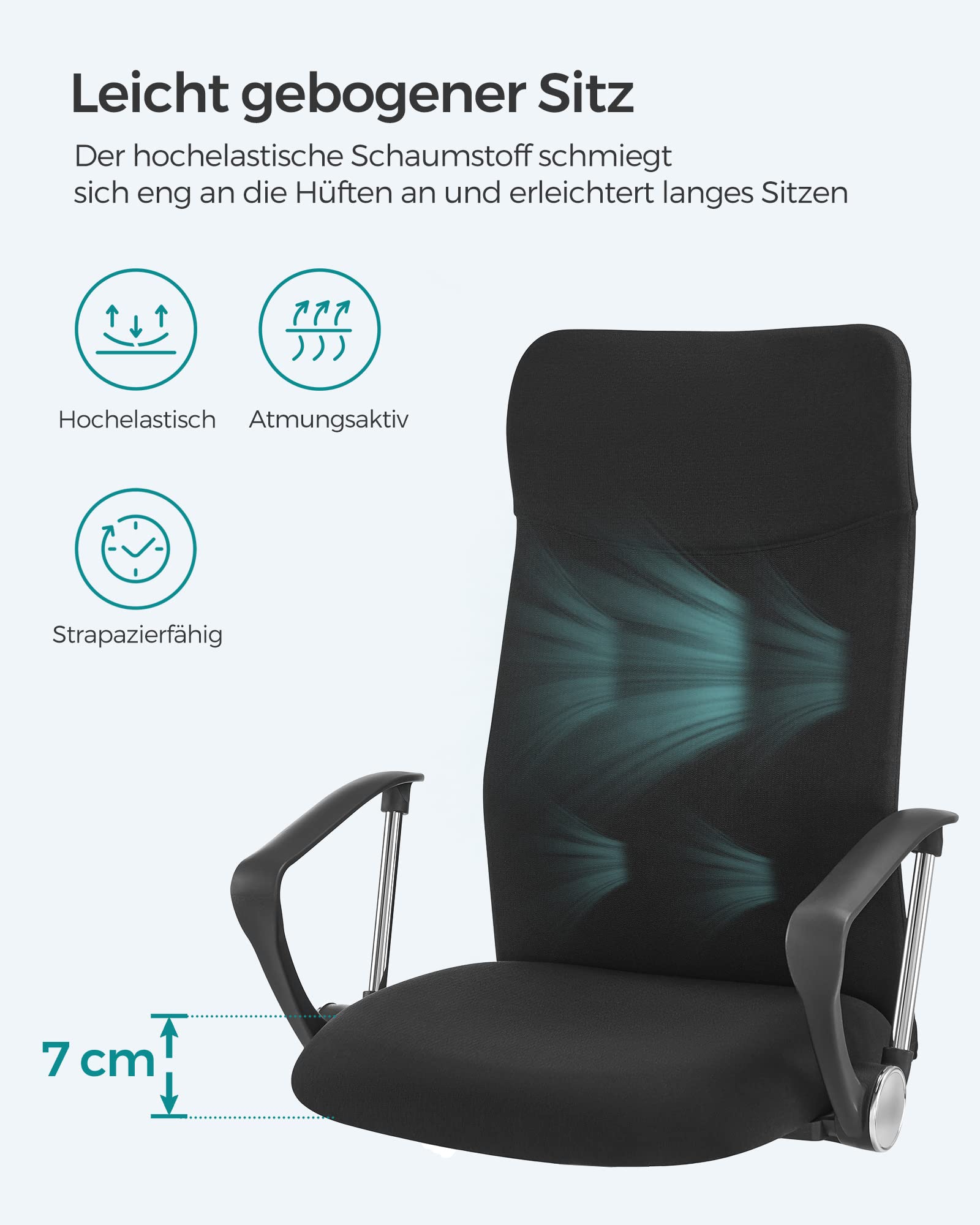 SONGMICS Ergonomischer Bürostuhl Schwarz OBN034B01