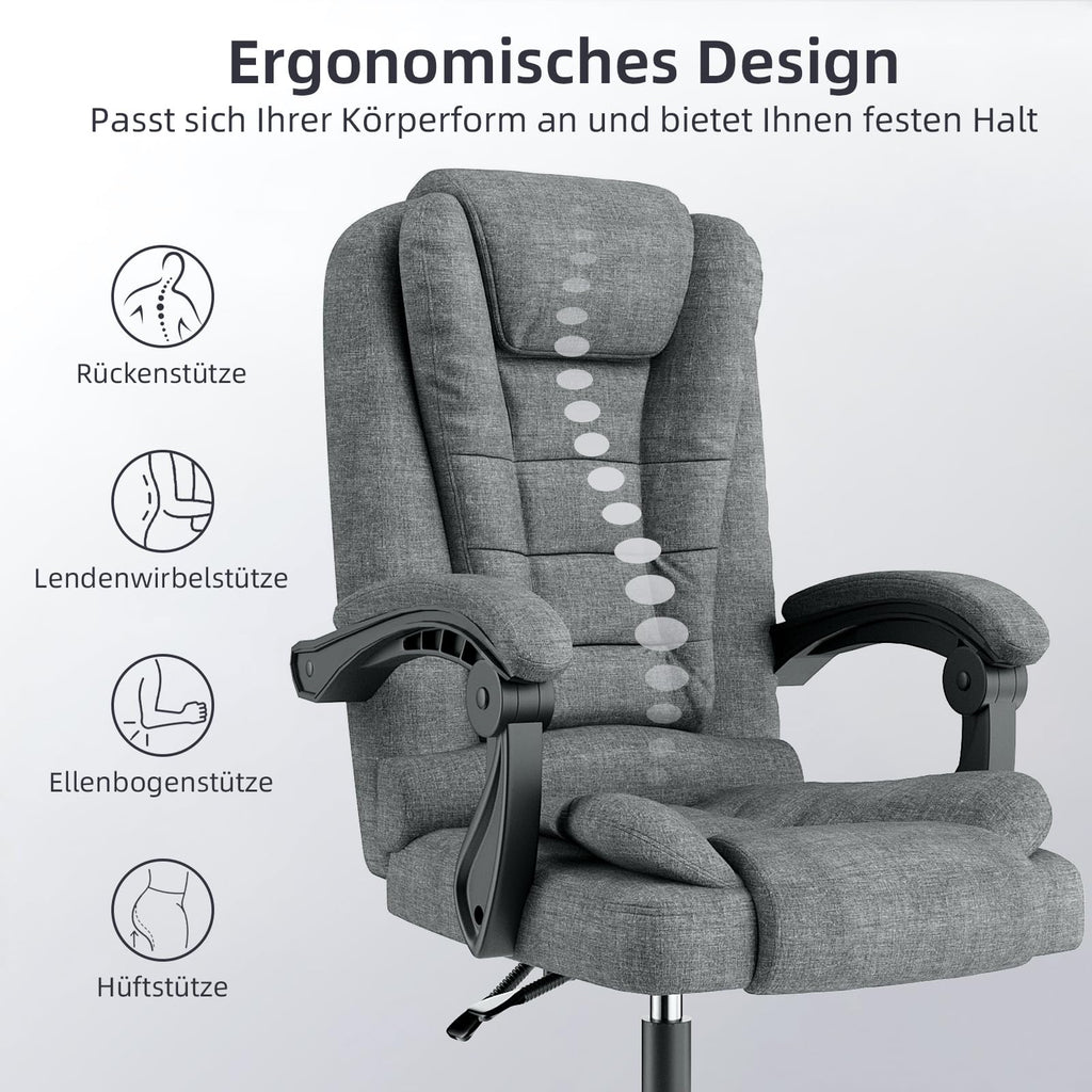 Naspaluro Ergonomischer Bürostuhl Verstellbar Dunkelgrau