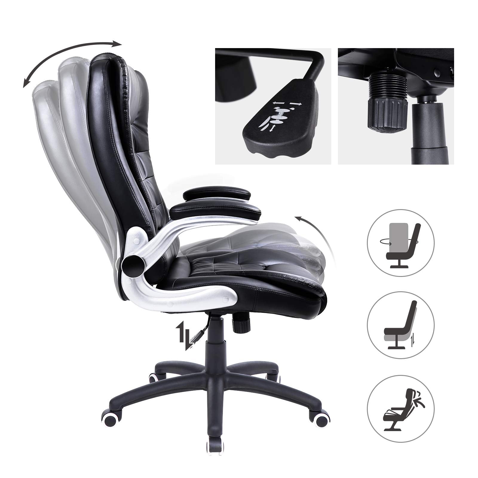 SONGMICS Gaming Stuhl Racing PU Schwarz OBG51B