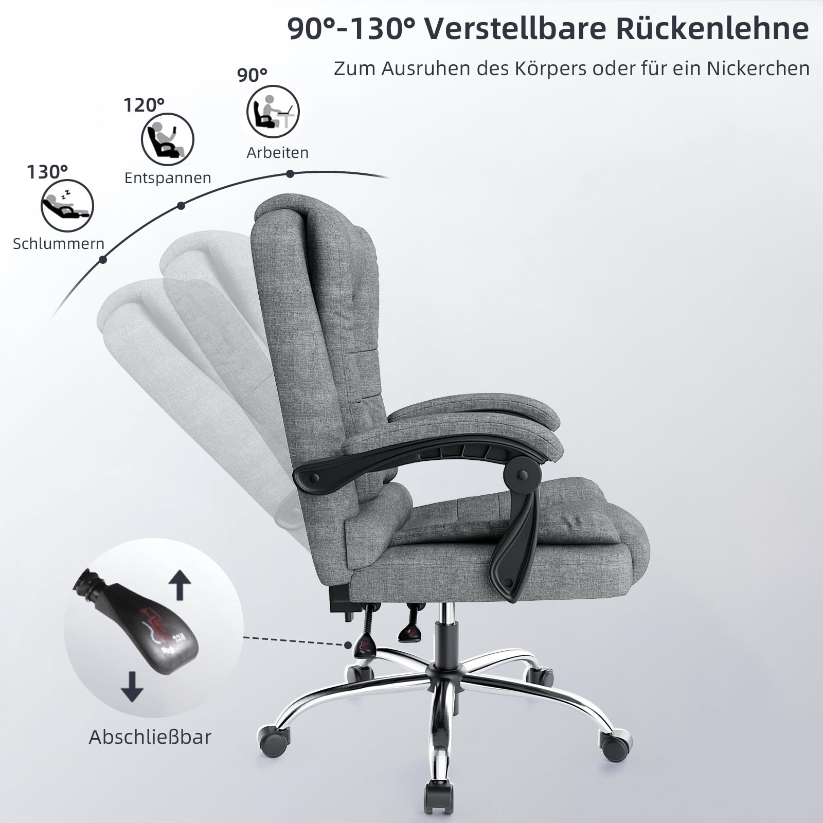 Naspaluro Ergonomischer Bürostuhl Verstellbar Dunkelgrau
