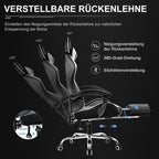 GTPLAYER Gaming Stuhl Ergonomisch mit Fußstütze und Massage Weiß