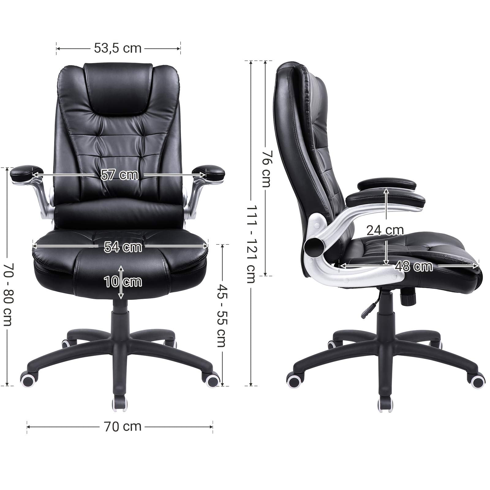 SONGMICS Gaming Stuhl Racing PU Schwarz OBG51B