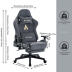 Symino Gaming Stuhl Ergonomisch mit Fußstütze Stoff Grau