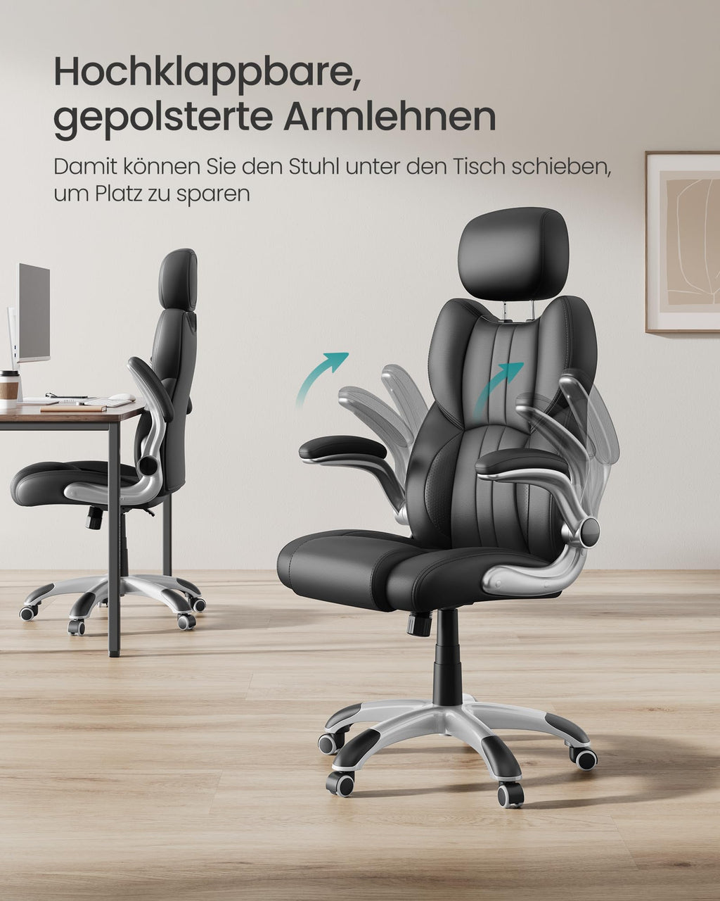 SONGMICS Gaming Stuhl mit Kopfstütze Schwarz OBG65BK