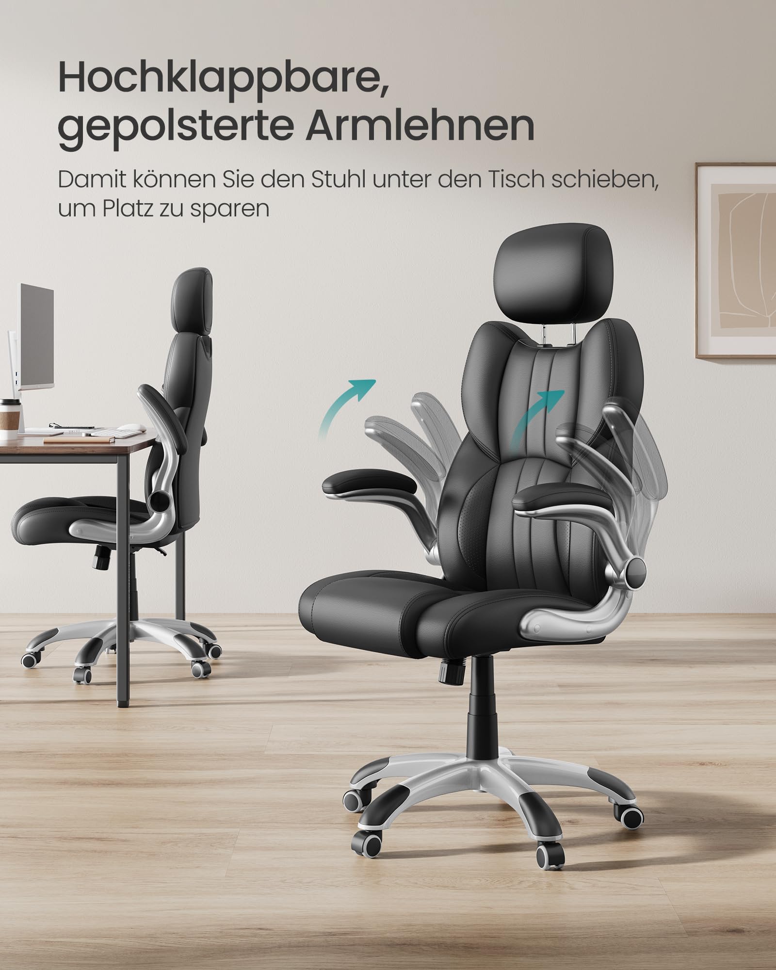 SONGMICS Gaming Stuhl mit Kopfstütze Schwarz OBG65BK
