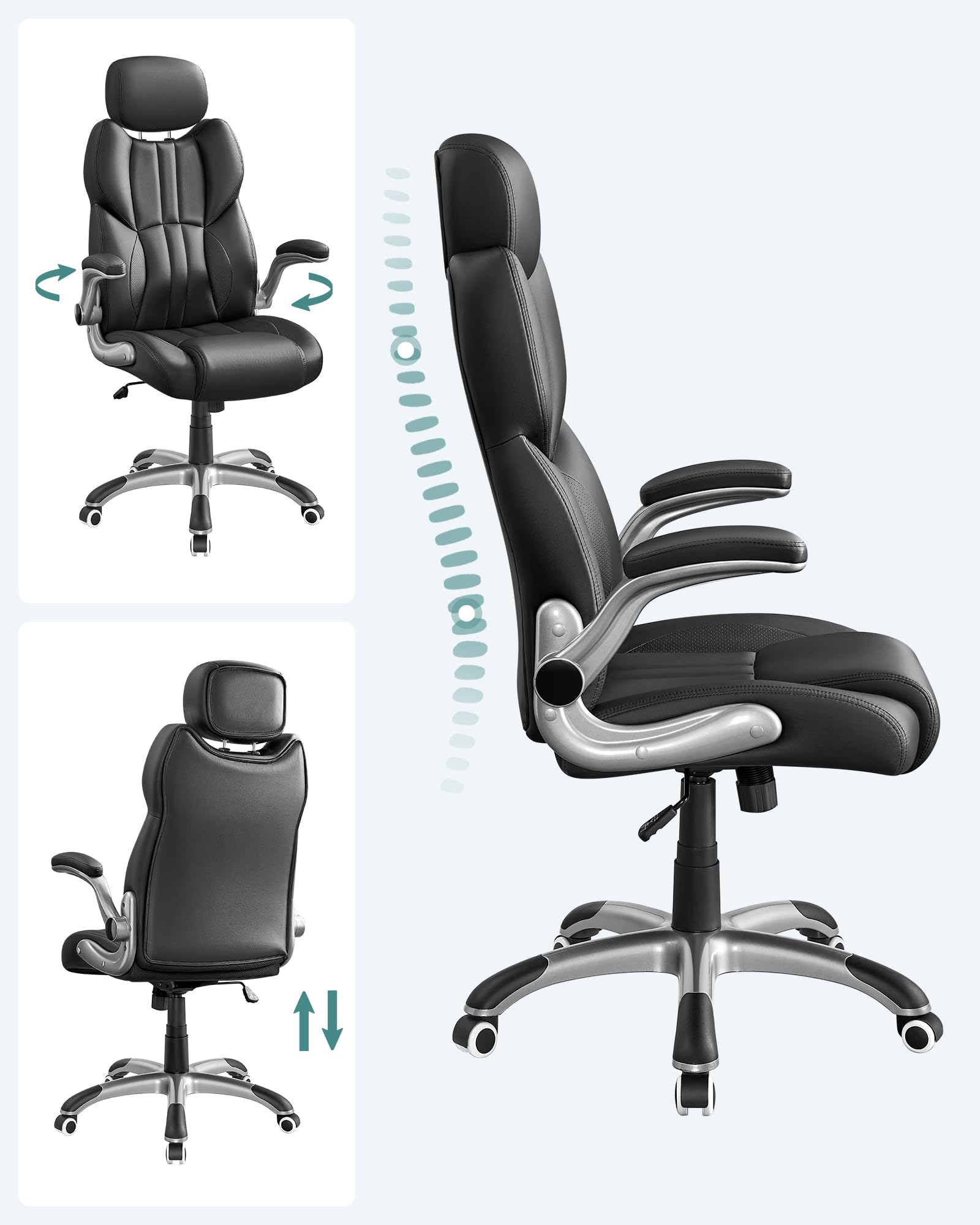 SONGMICS Gaming Stuhl mit Kopfstütze Schwarz OBG65BK