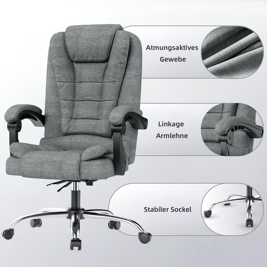 Naspaluro Ergonomischer Bürostuhl Verstellbar Dunkelgrau