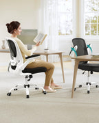 SONGMICS Ergonomischer Bürostuhl Stoff Schwarz/Weiß OBN37WT