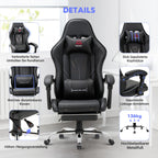 COLAMY Gaming Stuhl Ergonomisch mit Fußstütze Schwarz