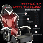 xRace Gaming Stuhl Ergonomisch mit Fußstütze Weiß