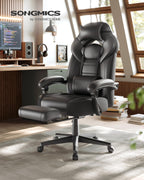 SONGMICS Gaming Stuhl Ergonomisch mit Fußstütze Schwarz OBG077B01