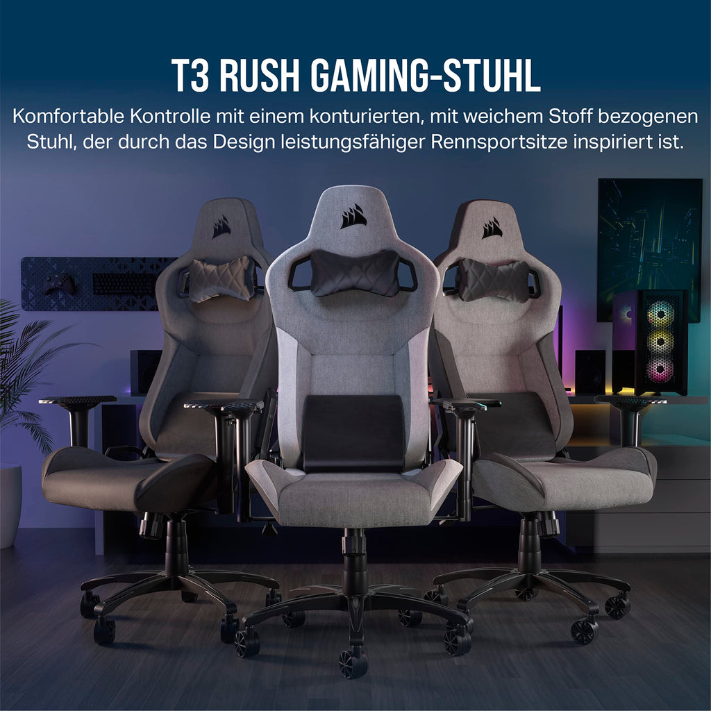 Corsair T3 RUSH Gaming Stuhl Stoff Grau 2023