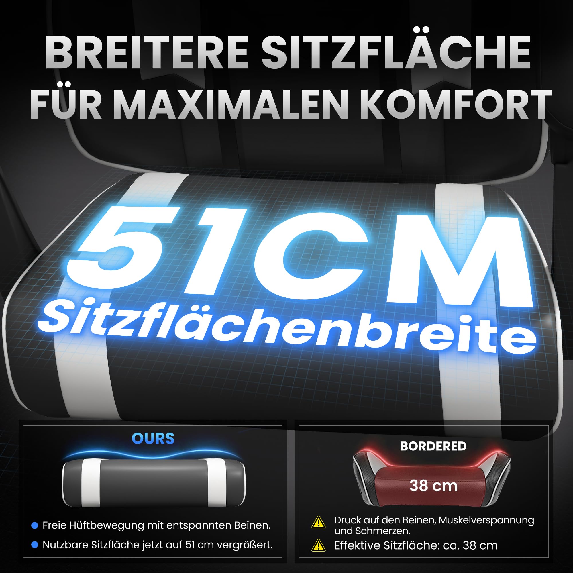 Riftracer Gaming Stuhl Ergonomisch mit Fußstütze Schwarz